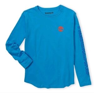 Timberland Boys' Long Sleeve Tree Logo Graphic T-Shirt Blue size Large